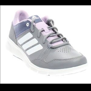 NWT Adidas Light Gray Leather Purple Sneakers